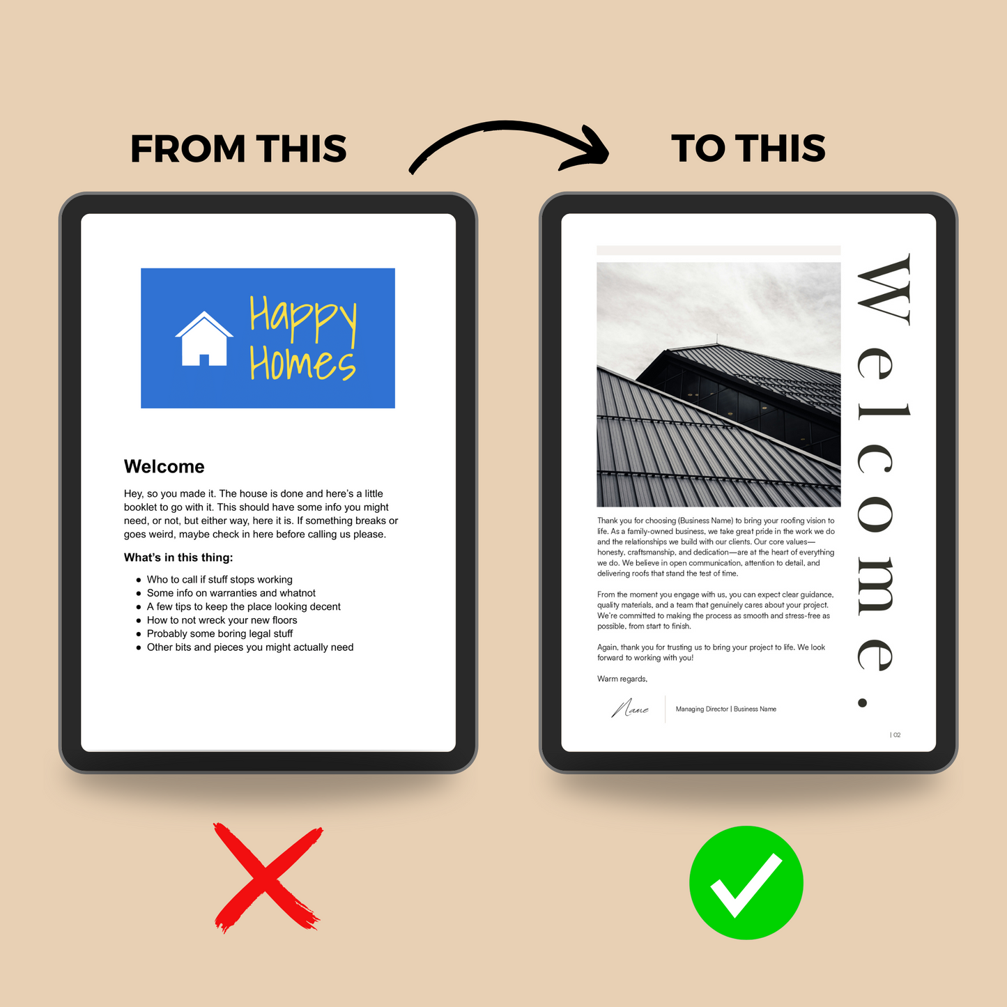 Roofers Welcome Pack - The Designer Builder