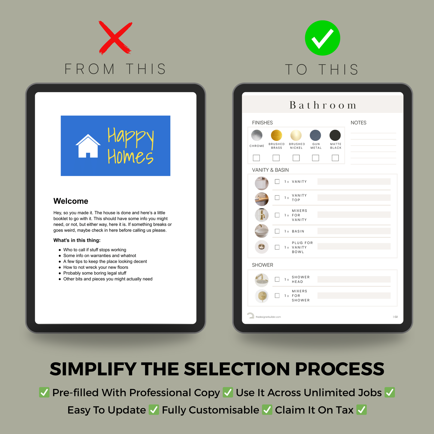 Client Selection List - The Designer Builder
