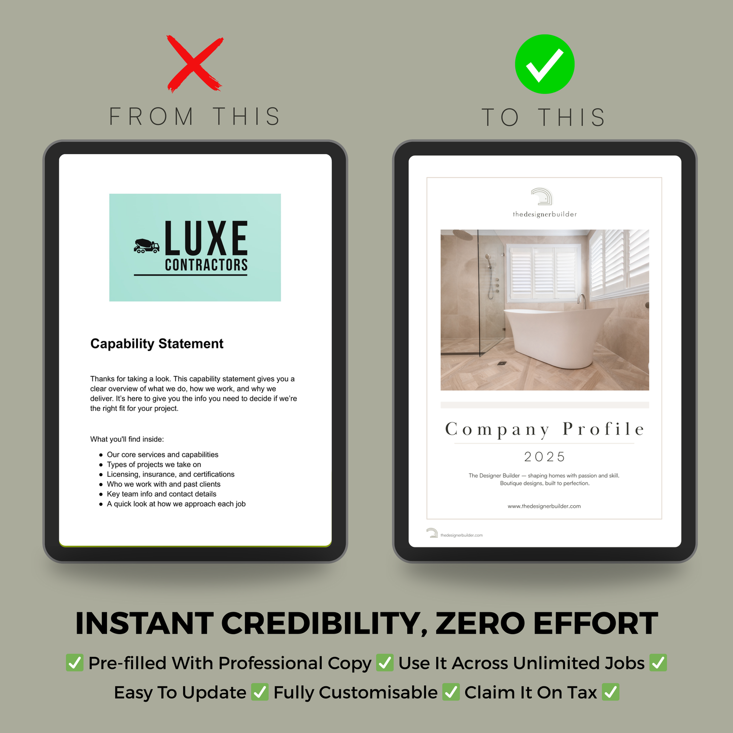 8 Page Capability Statement - The Designer Builder