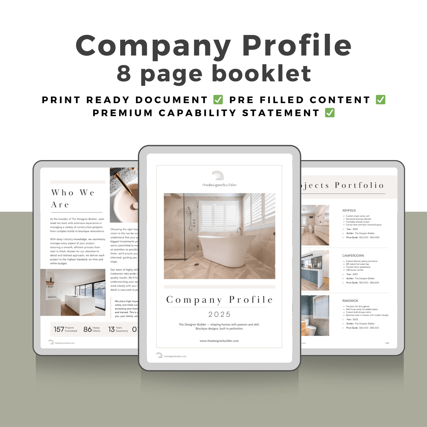 8 Page Capability Statement - The Designer Builder