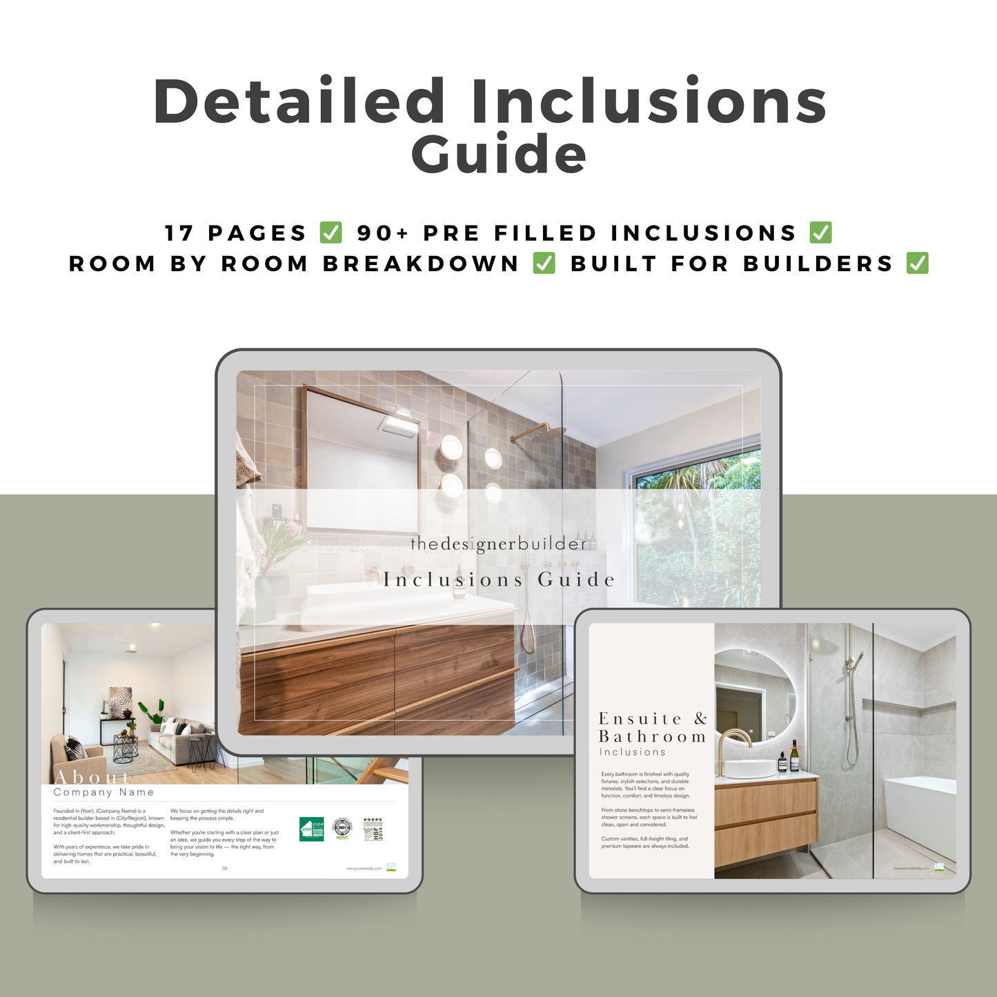 Full House Inclusions List - The Designer Builder