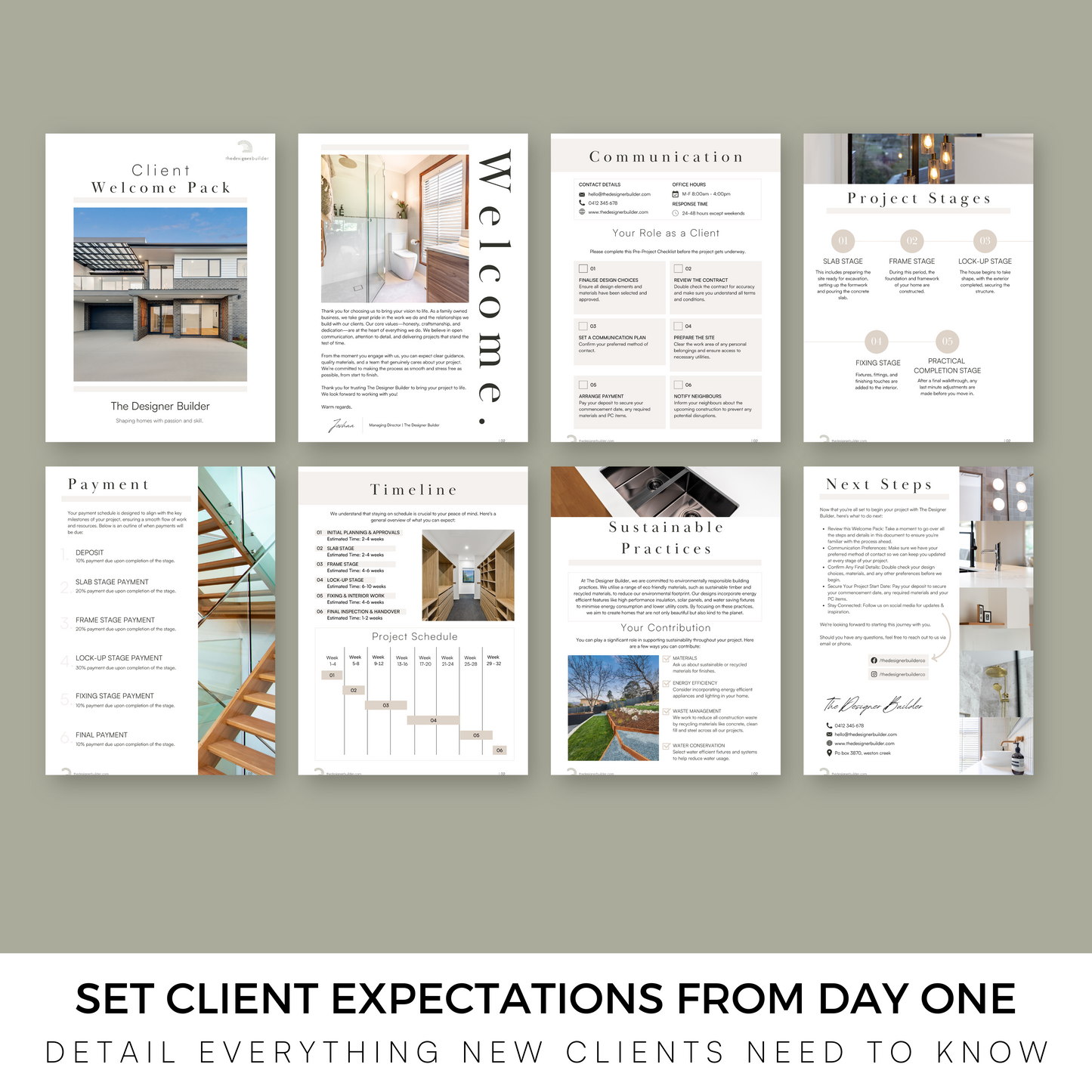 Builders Welcome Pack - The Designer Builder