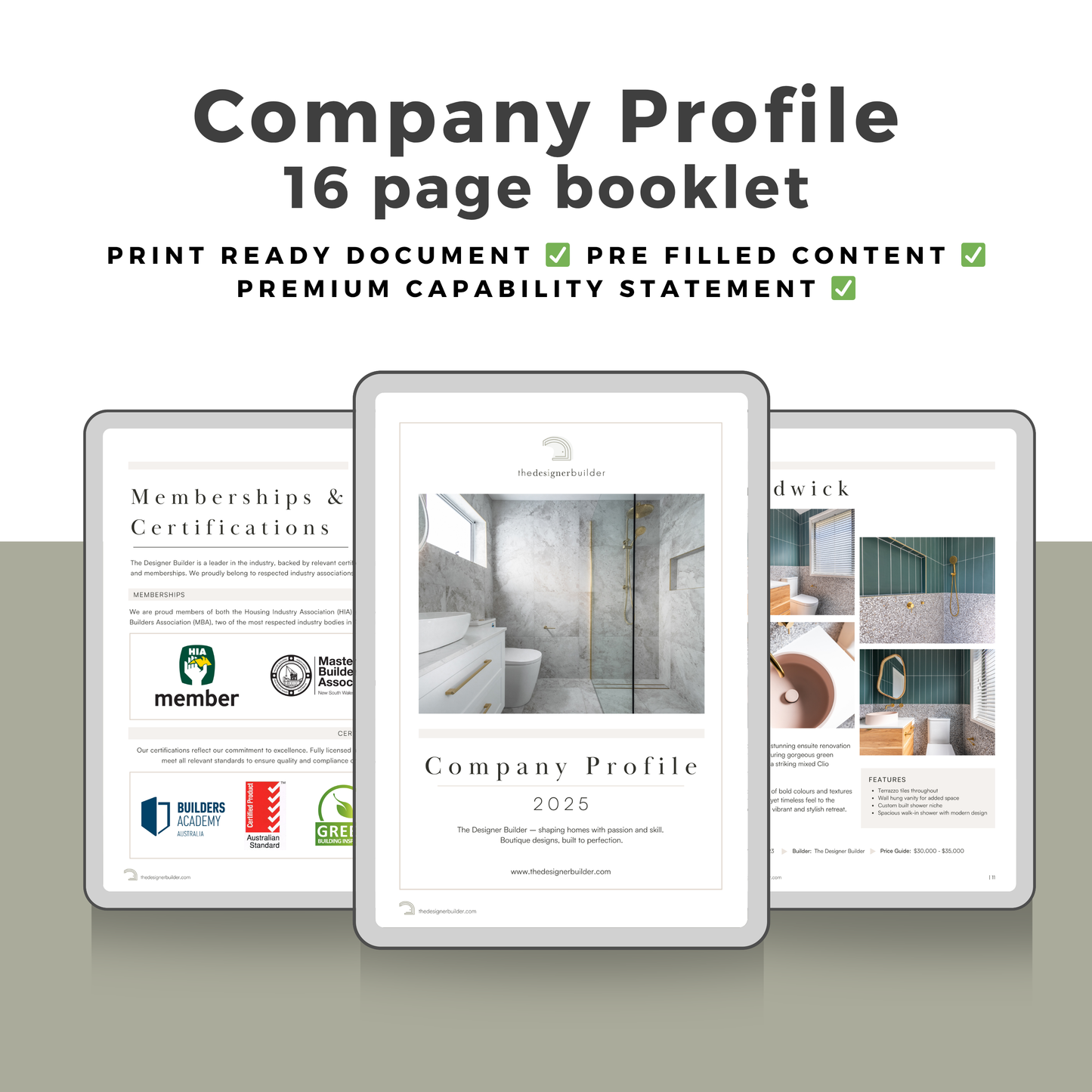 16 Page Capability Statement - The Designer Builder
