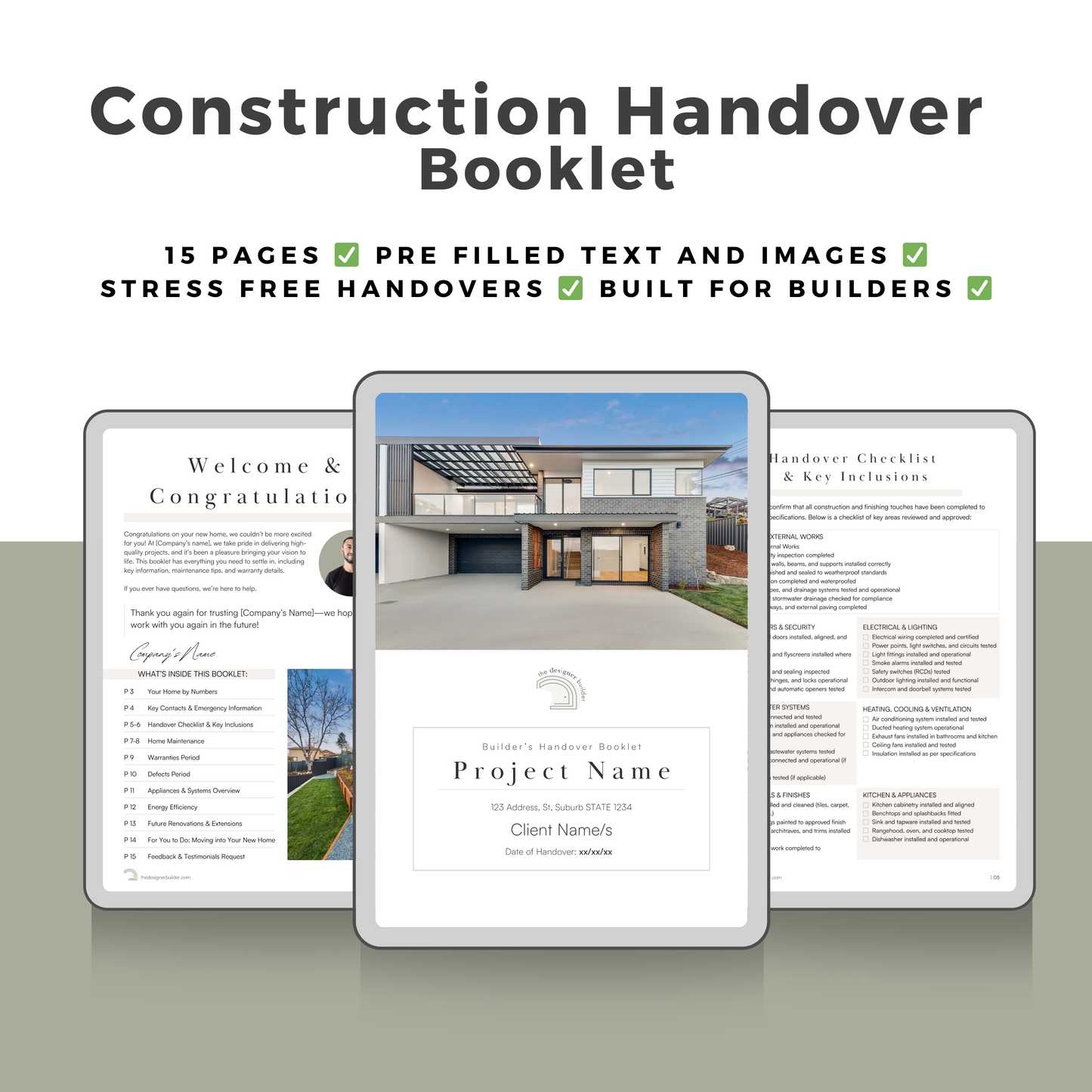 Construction Hand Over Templates