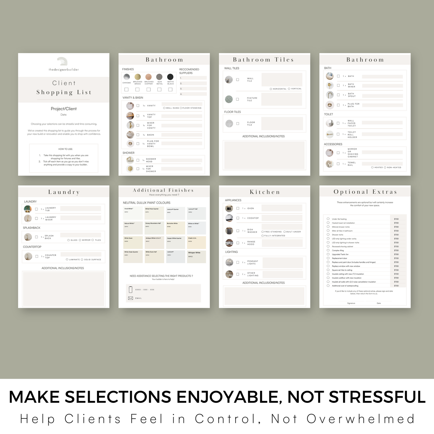 Client Selection List - The Designer Builder