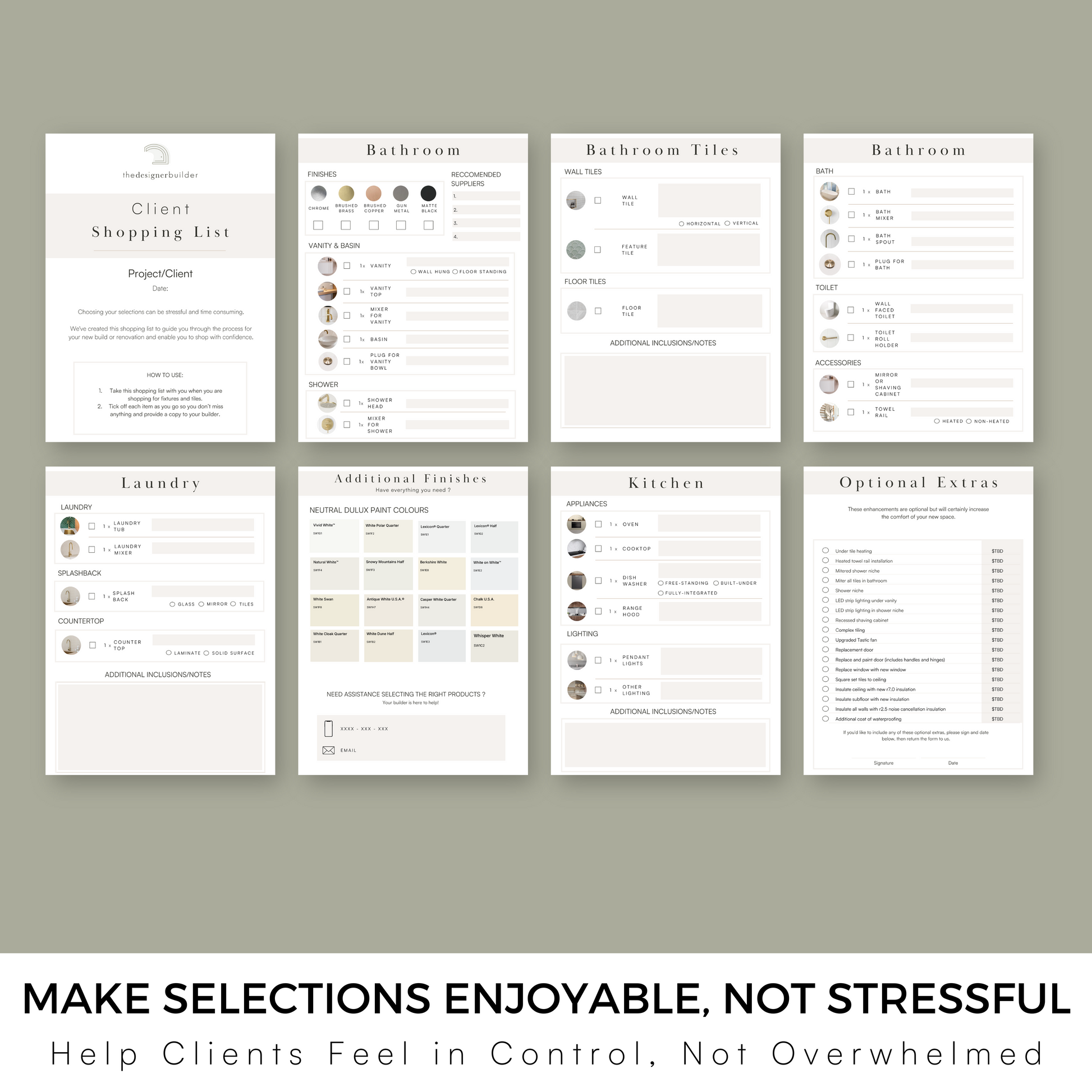 Client Selection List - The Designer Builder