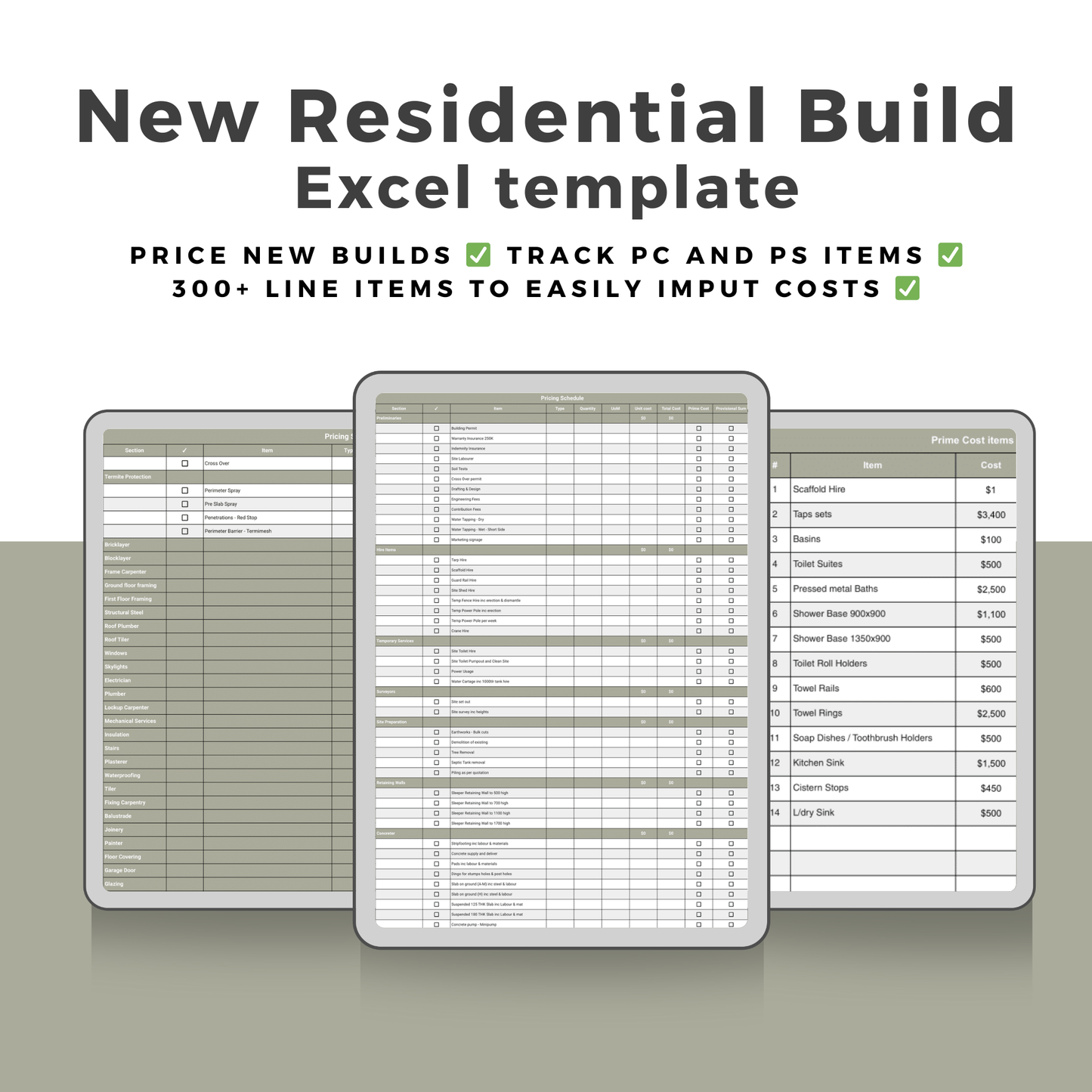 New Build Cost Spreadsheet