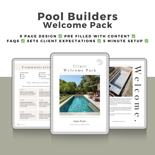 Pool Builders Welcome Pack - The Designer Builder