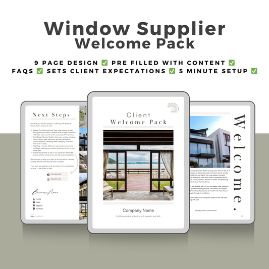 Window Supplier Welcome Pack - The Designer Builder