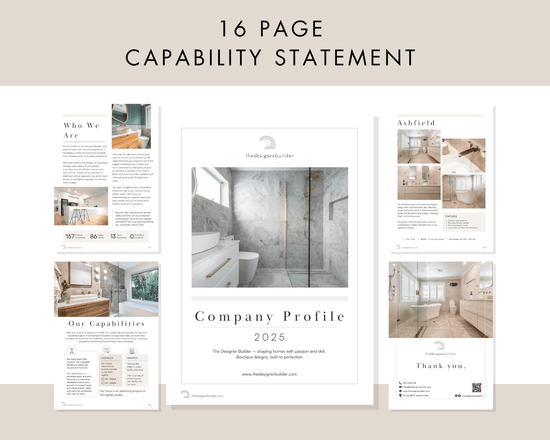 Capability Statement Front Cover 16 Page Capability Statement | The Designer Builder