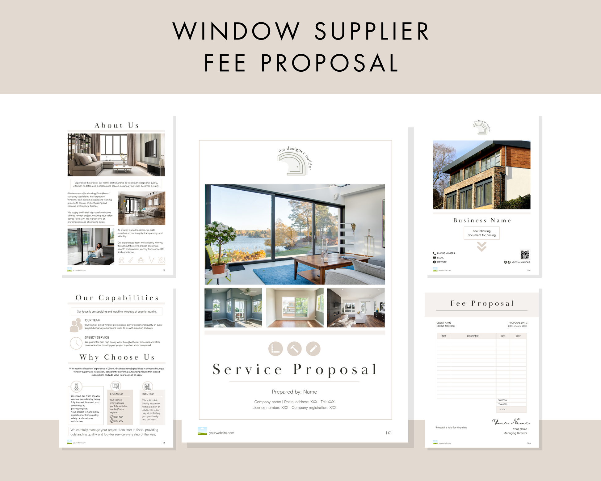 Window Supplier Fee Proposal - The Designer Builder