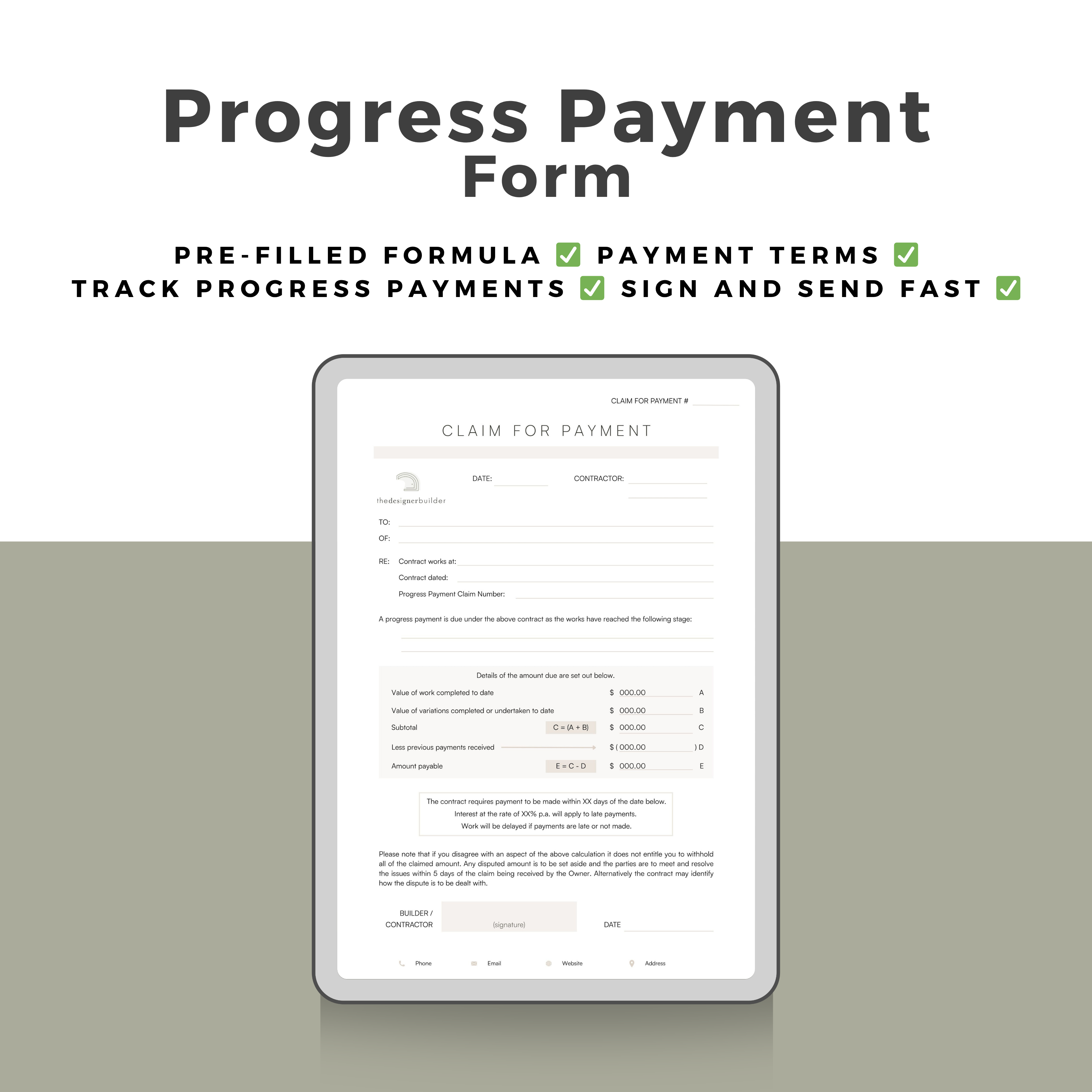 File Pay Claim Progress Payment Claim Form