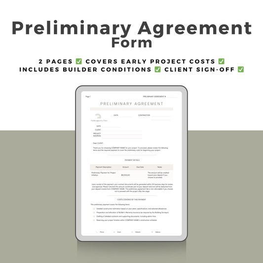 Preliminary Agreement Form - The Designer Builder