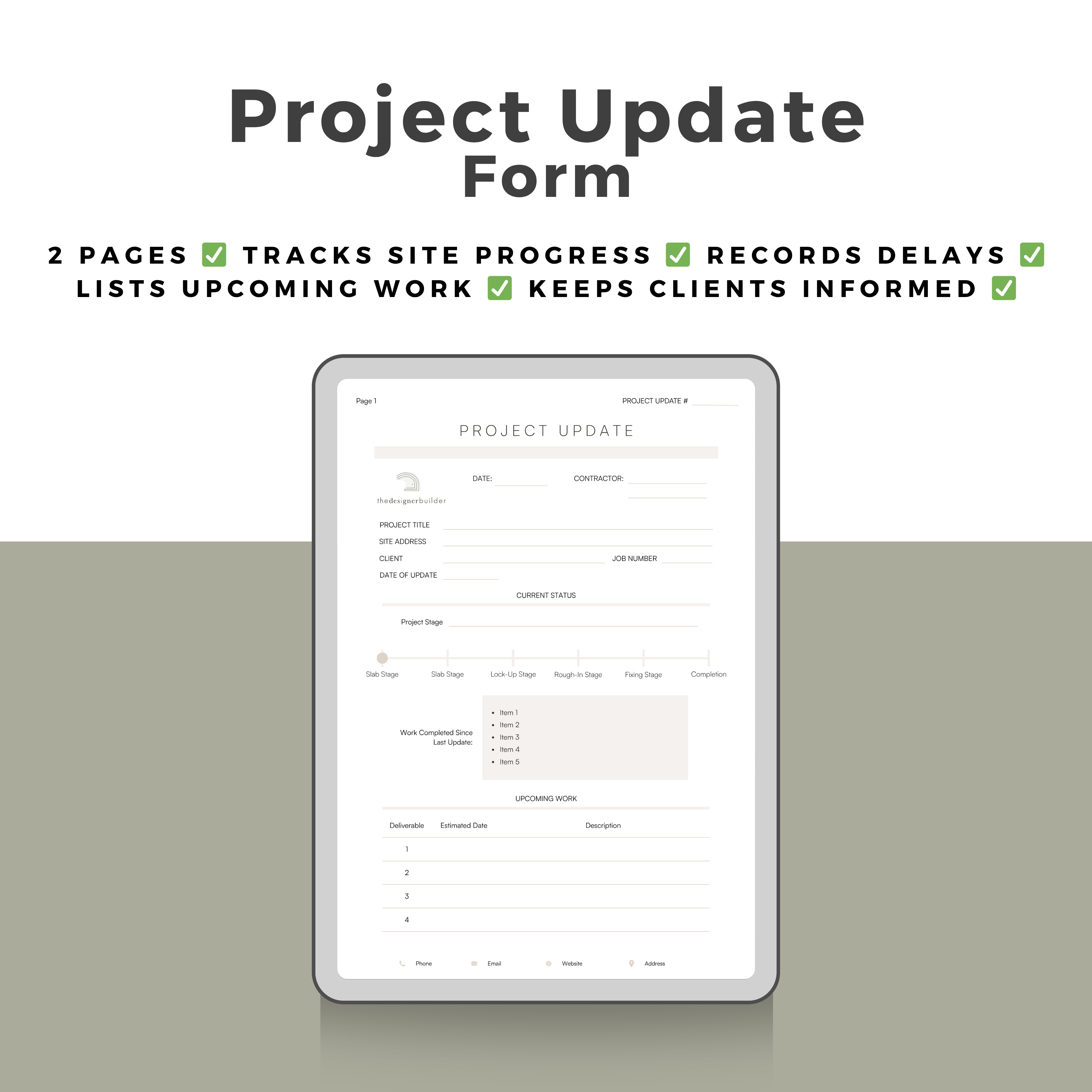 Structure Update Format Project Update Form