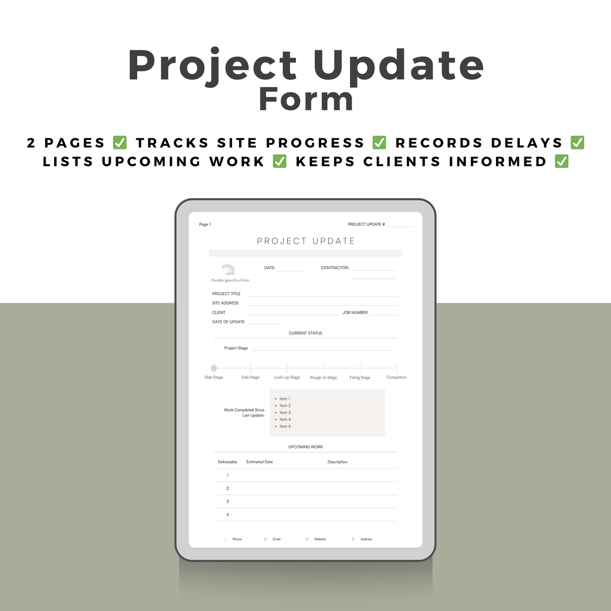 Fillable Project Update Form Project Update Form