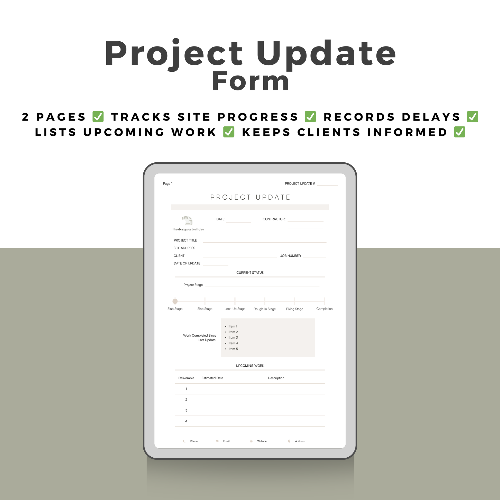 Project Update Form - The Designer Builder