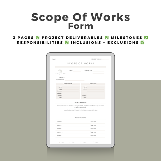 Scope of Works Form - The Designer Builder