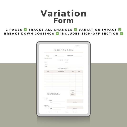 Variation Form - The Designer Builder