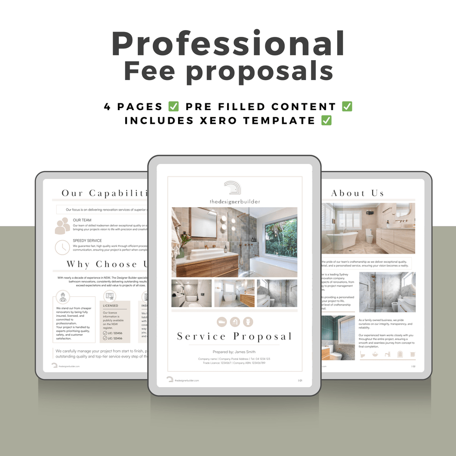 Form Rendering Fee Fee Proposal Templates | The Designer Builder