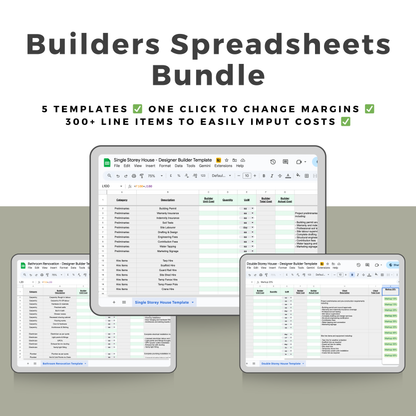 Builders Spreadsheets Bundle - The Designer Builder