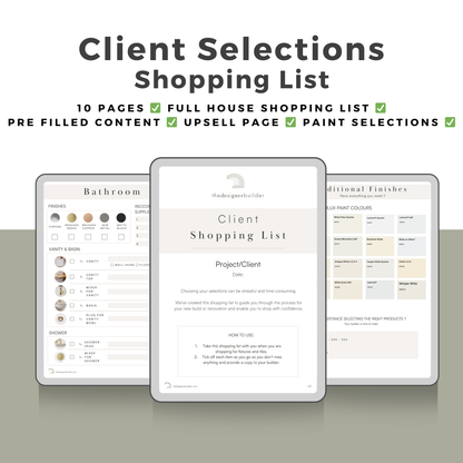 Client Selection List - The Designer Builder