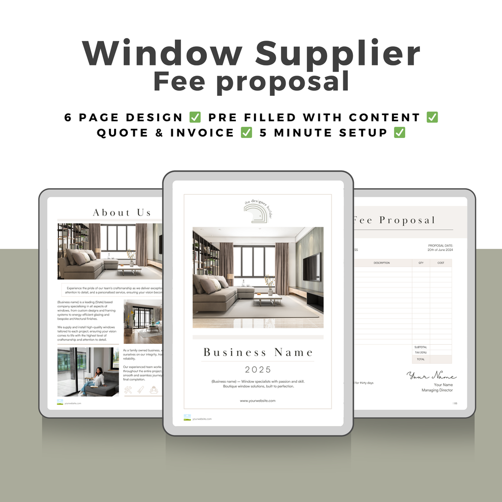 Window Supplier Fee Proposal